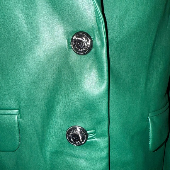 Karl Lagerfeld Emerald Leather Jacket - Picture 5 of 9
